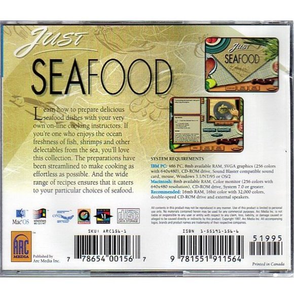 Just SEAFOOD (PC-CD, 1997) for Win/OS2/Mac - NEW Sealed JC - Picture 2 of 4